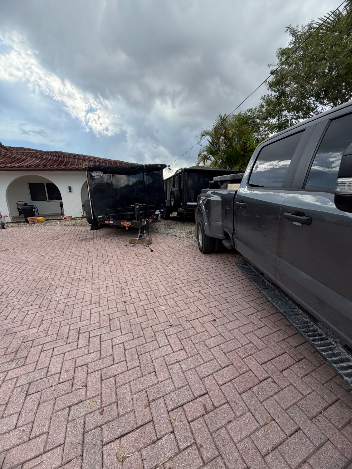 Multiple dump trailers on site for a big job